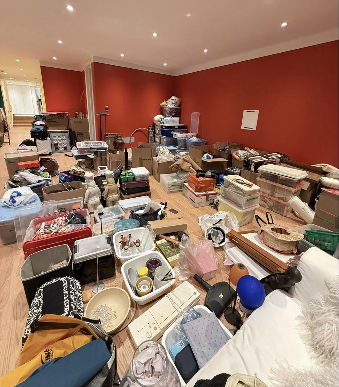 Organized home area being sorted and decluttered