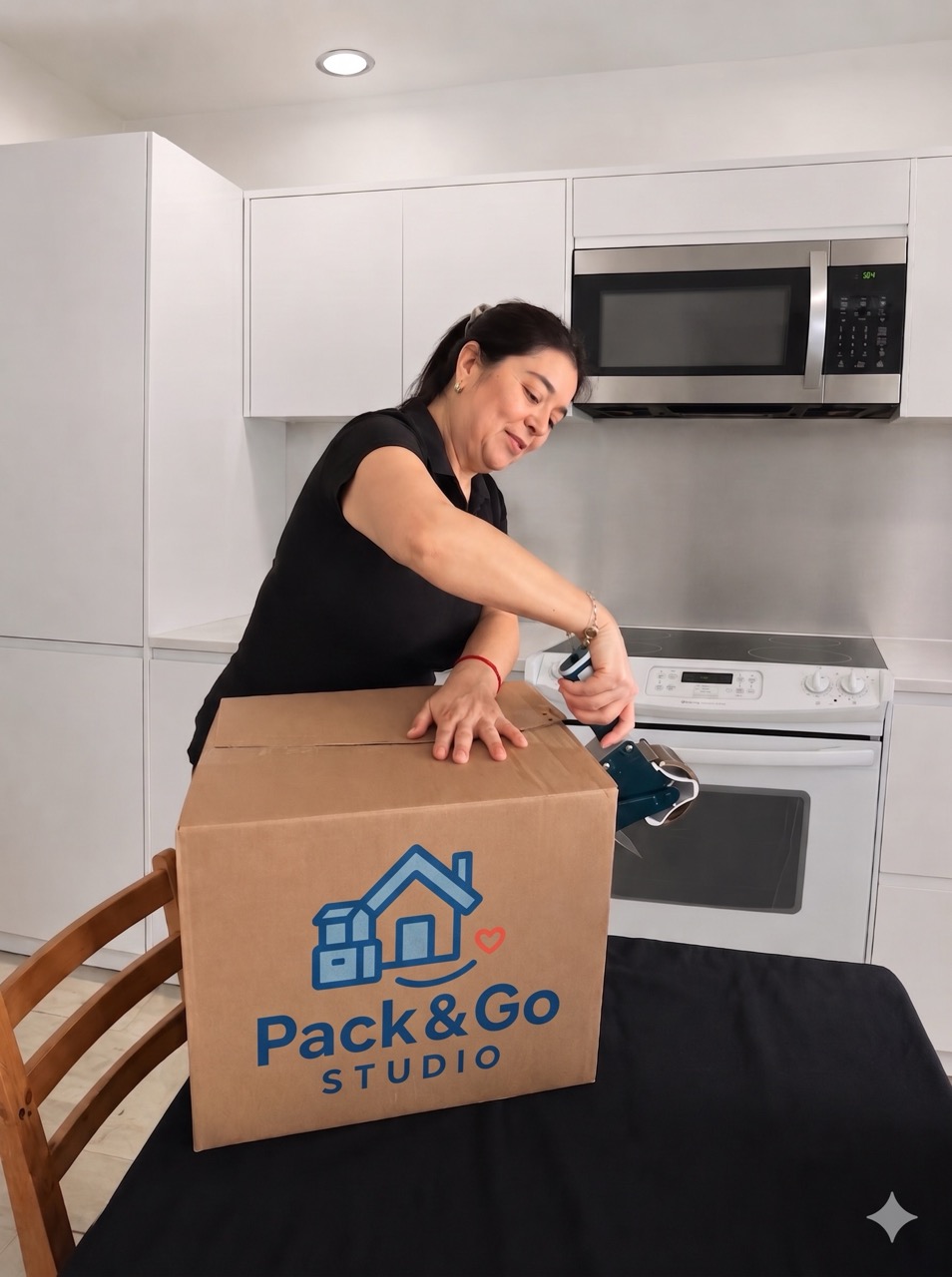 Packed moving boxes and household items prepared for relocation